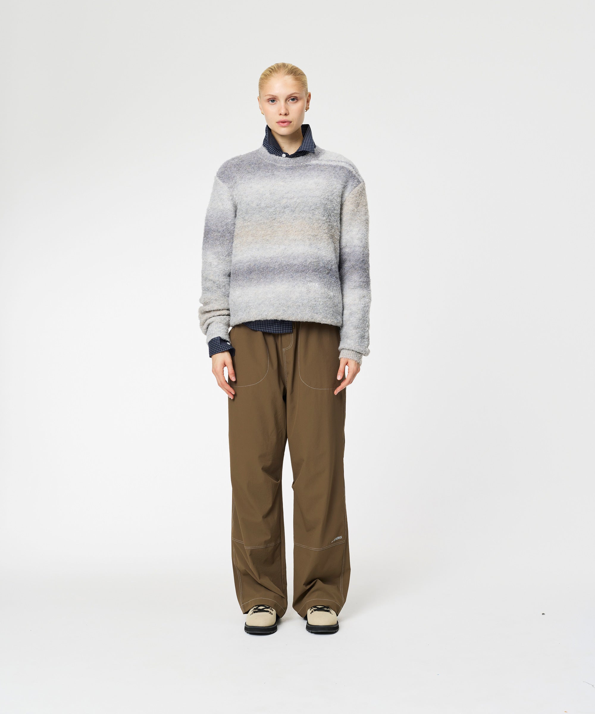 ARKK Apparel Knit Crew | Beige Grey Knit Crew
